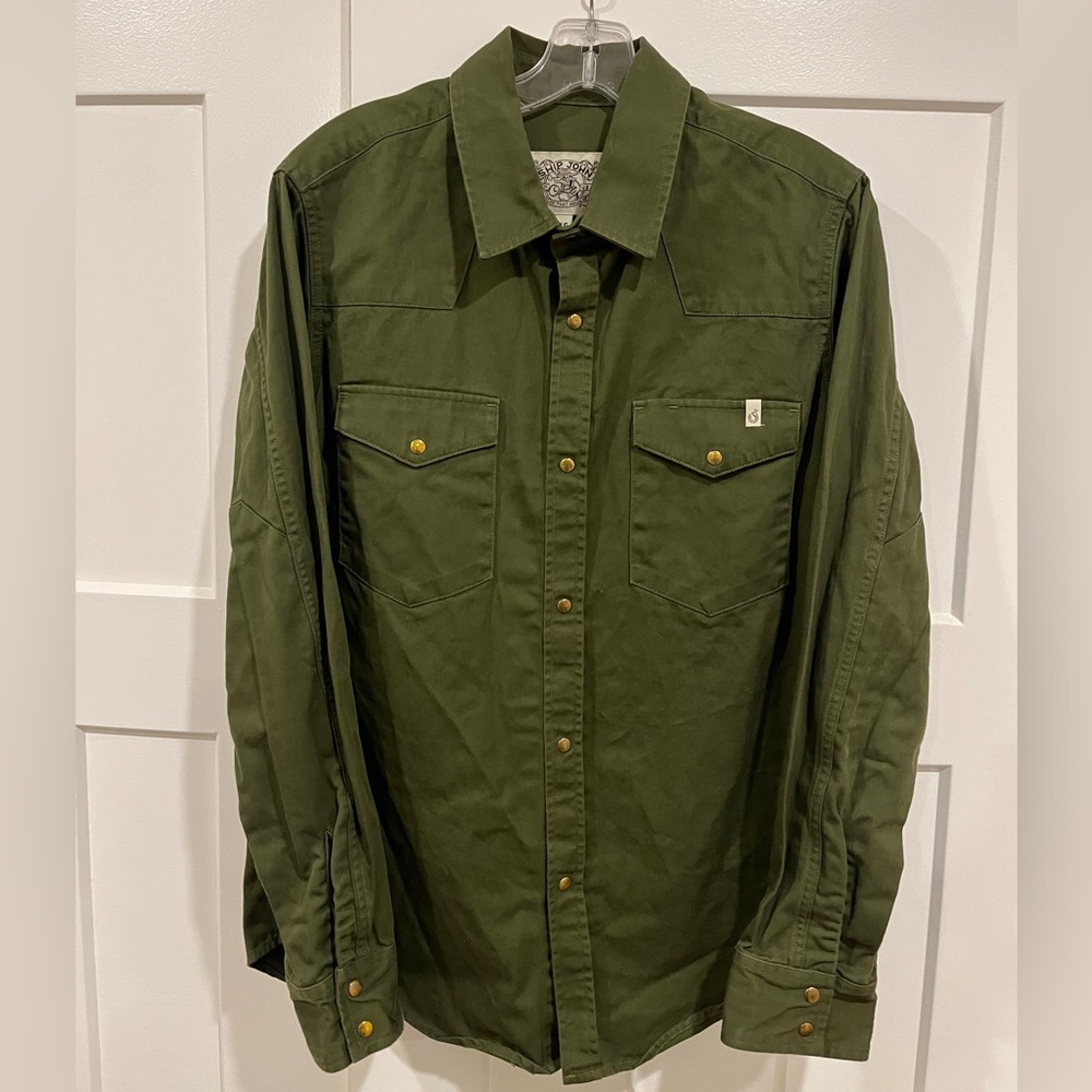 ShipJohn Patton Shirt - Organic Olive Twill EUC